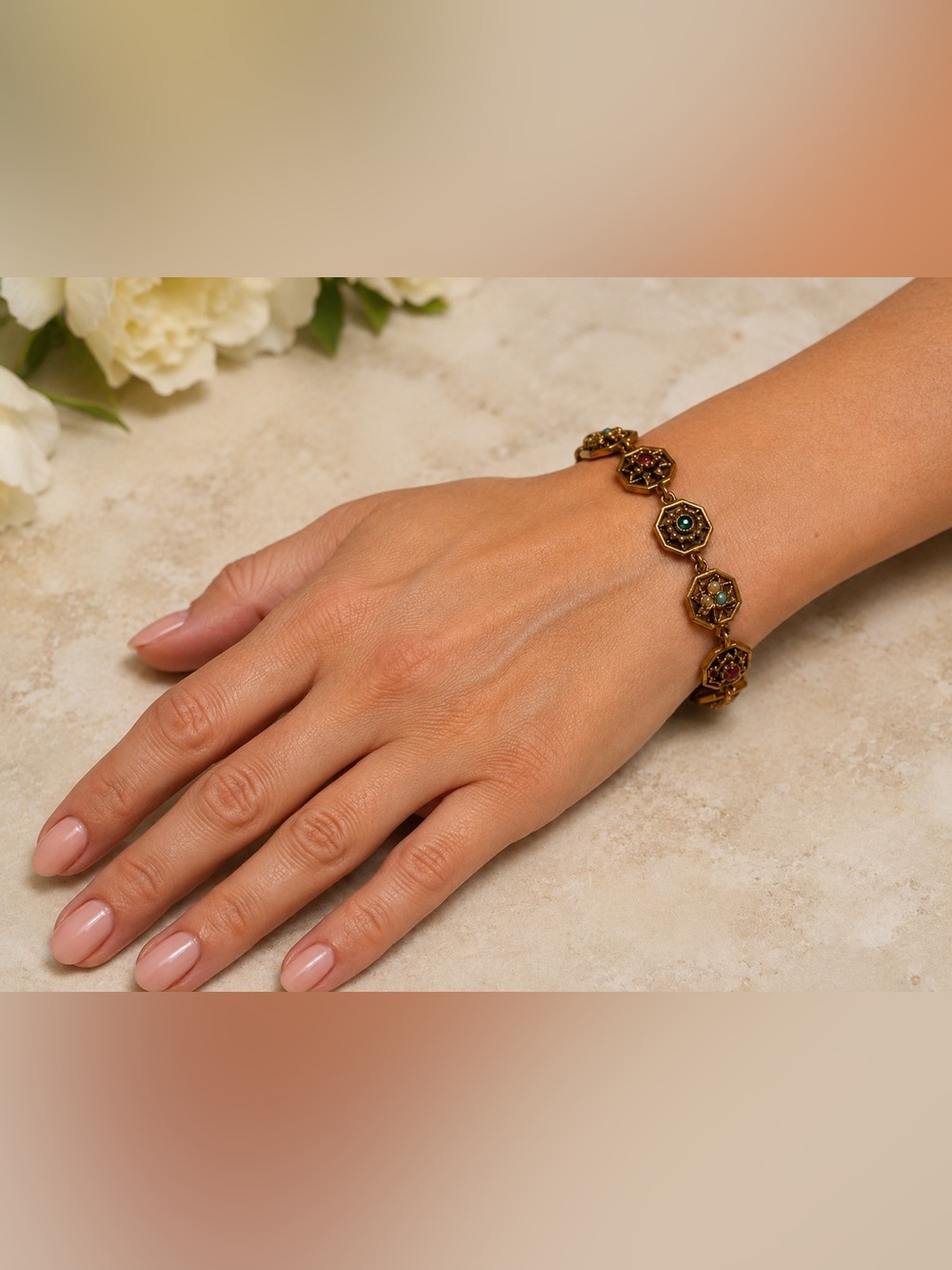 Vintage Goldette Victorian Revival Bracelet